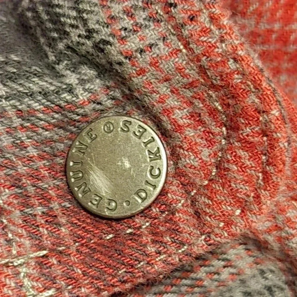 Dickies Men's Size Large Long Sleeve Red Plaid Lined Flannel Button Up Jacket - Picture 4 of 10